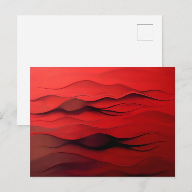 Crimson Flow – Abstract Red Waves of Motion Postcard (Front/Back)