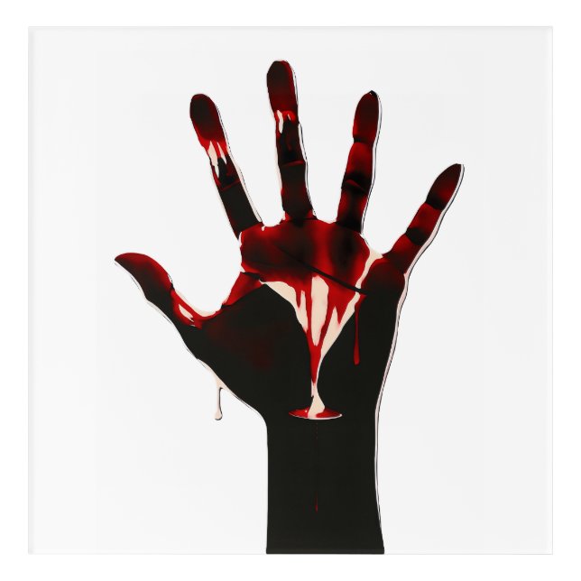 Crimson Flow – Graphic Hand Expression Acrylic Print (Front)