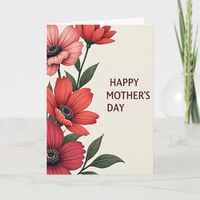 Crimson Flowers Mothers Day Card (Front)