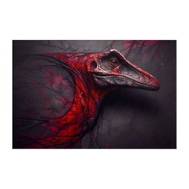 Crimson Fossil Unearthed - AI Genius Acrylic Print (Front)
