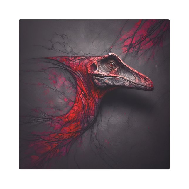 Crimson Fossil Unearthed - AI Genius Metal Print (Front)