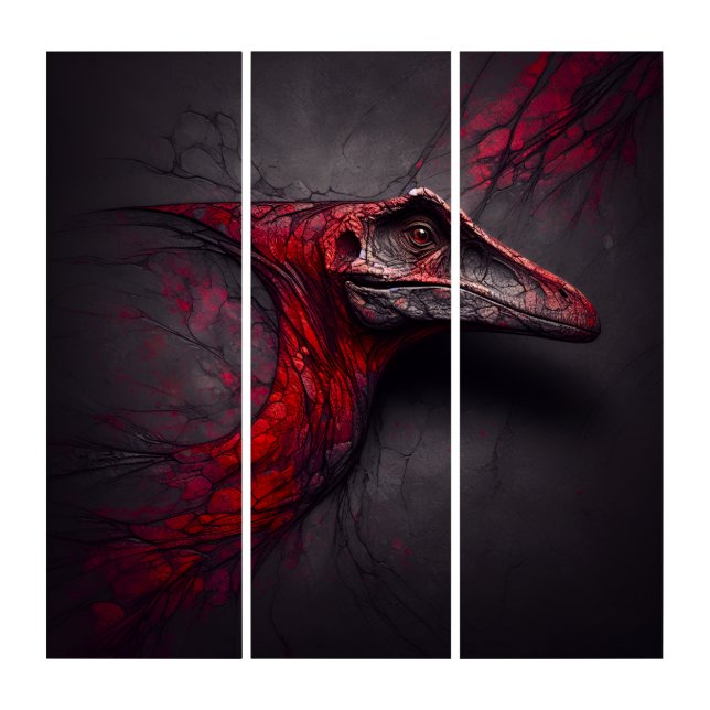 Crimson Fossil Unearthed - AI Genius Triptych (Front)