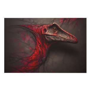 Crimson Fossil Unearthed - AI Genius Wood Wall Art