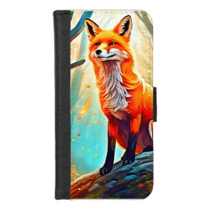Crimson Fox Scene Design iPhone 8/7 Wallet Case