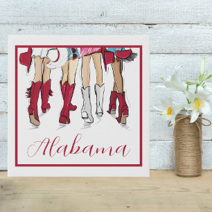 Crimson Game Day Girls Cowboy Boots Hats Tailgate Faux Canvas Print