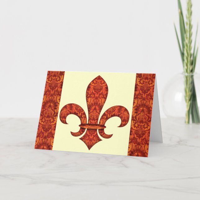 Crimson Garden Fleur de lis Card (Front)