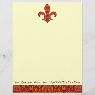 Crimson Garden Fleur de lis Letterhead