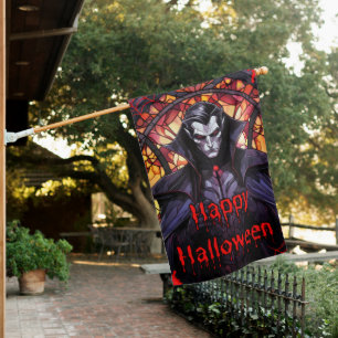 Crimson Gaze: Gothic Vampire Halloween House Flag