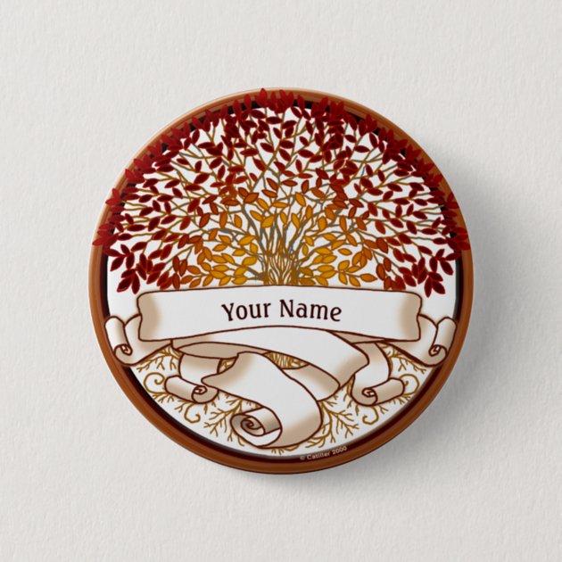 Crimson Genealogy Family Tree Button | Zazzle