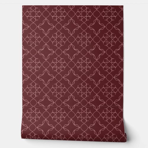Crimson Geometry Petite - Burgundy & Pink Wallpaper
