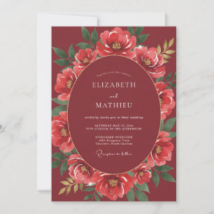 Crimson Glamorous Winter Wedding Invitation