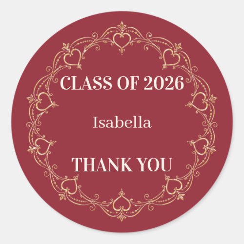 Crimson Gold 2026 Graduation Favor Sticker
