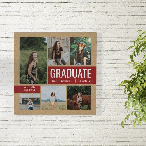 Crimson  Gold 6 Photo Graduation Poster