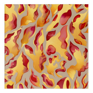 Crimson Gold Abstract Liquid Marble Acrylic Print