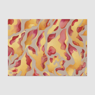 Crimson Gold Abstract Liquid Marble Tissue Paper