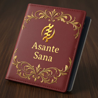 Crimson & Gold Asante Sana "Gye Nyame" Adinkra Her Passport Holder