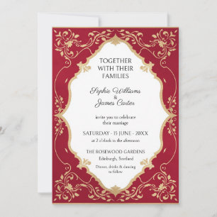 Crimson Gold Baroque Wedding Invitation