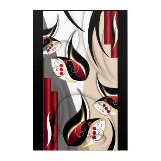 Crimson & Gold Botanical Harmony Acrylic Print