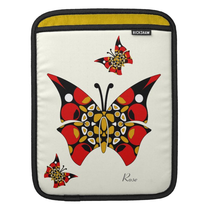 Crimson Gold Butterflies on a Rickshaw iPad Sleeve