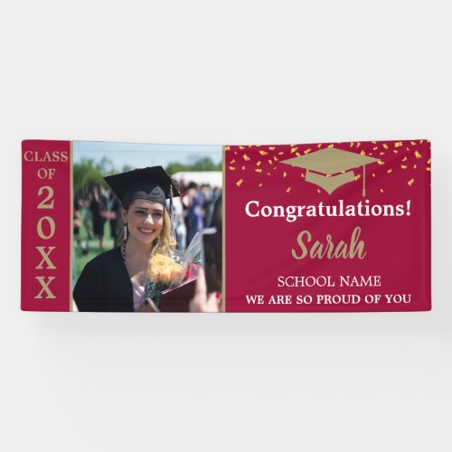 Crimson  Gold Graduation Photo Class Of 2023 Banner