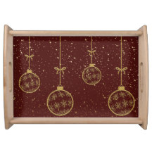 Crimson & Gold Ornament Christmas Accent Pillow