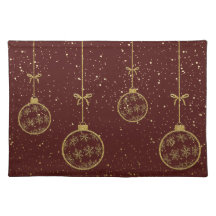 Crimson & Gold Ornament Christmas Cloth Placemat