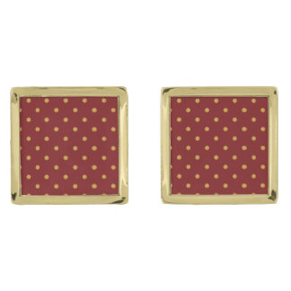 Crimson & Gold Polka Dot Cufflinks