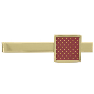 Crimson & Gold Polka Dot Gold Finish Tie Bar