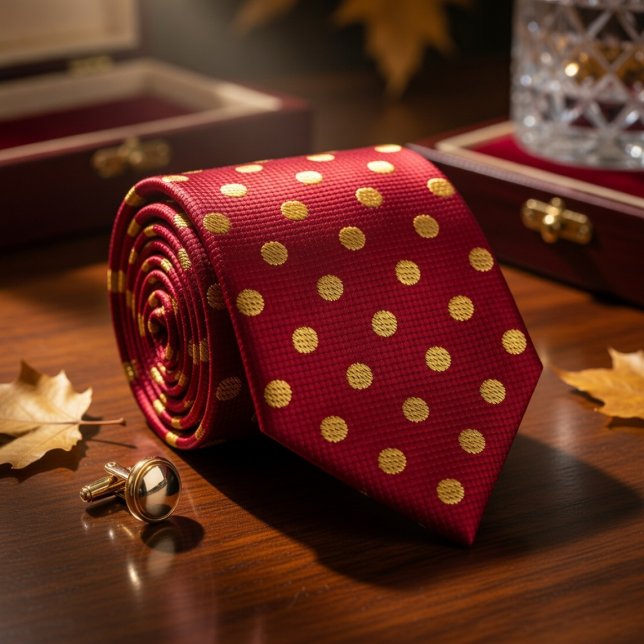 Crimson & Gold Polka Dot Neck Tie (Creator Uploaded)