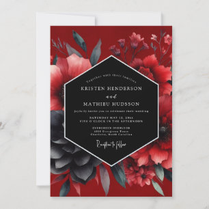 Crimson Gothic Bloom Wedding Invitation