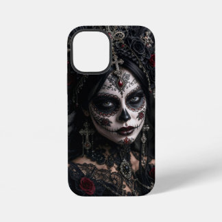 Crimson Gothic Calavera – Black Rose iPhone 12 Mini Case