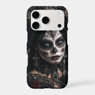 Crimson Gothic Calavera – Black Rose iPhone 17 Pro Case