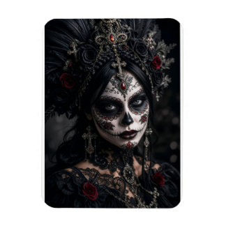 Crimson Gothic Calavera – Black Rose Magnet