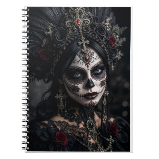 Crimson Gothic Calavera – Black Rose Notebook