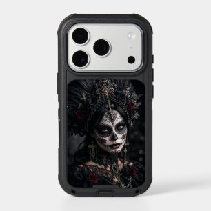 Crimson Gothic Calavera – Black Rose iPhone 17 Pro Case