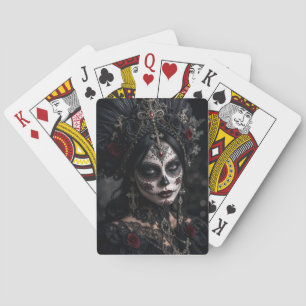 Crimson Gothic Calavera – Black Rose Poker Cards