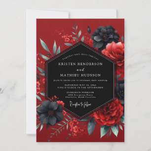 Crimson Gothic Flora Wedding Invitation