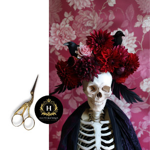 Crimson Gothic Skeleton Raven Halloween Decoupage  Tissue Paper