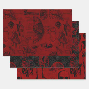 Crimson Gothic vampyre anatomy Wrapping Paper Sheets
