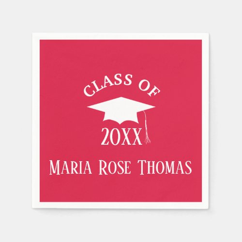 Crimson Grad Cap  Leaves Paper Napkins