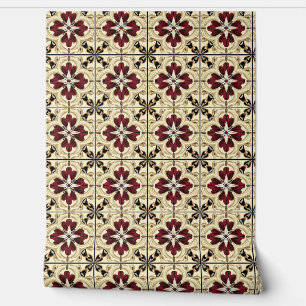 Crimson Grandeur Petite - Red, Beige, Black Wallpaper