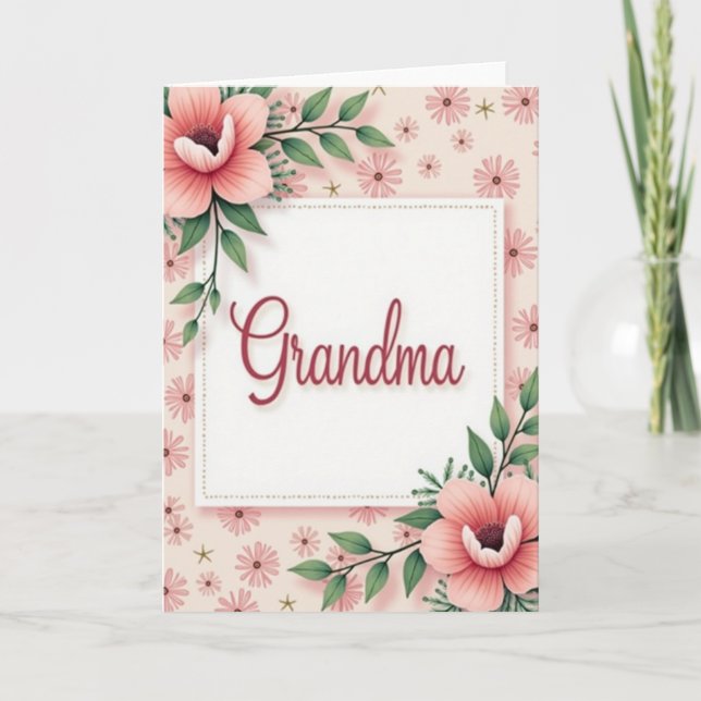 Crimson Grandma Floral Card (Front)