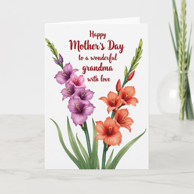 Crimson Grandmas Day Wish Card (Front)