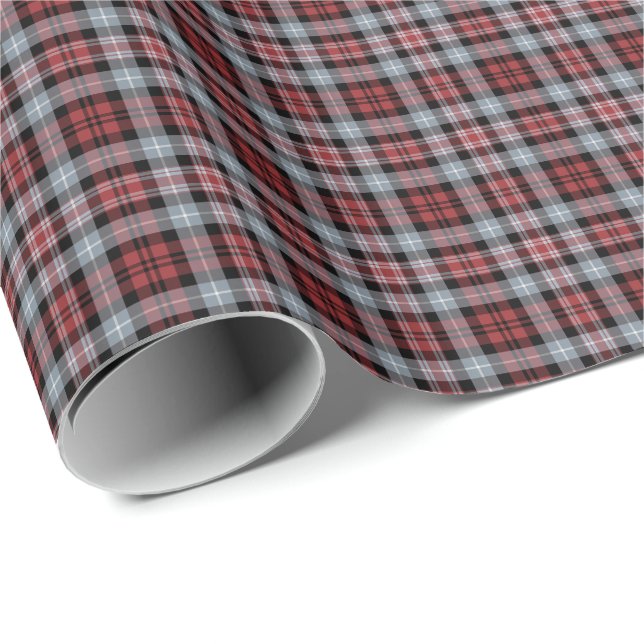Crimson, Gray and Black Sporty Plaid Wrapping Paper (Roll Corner)