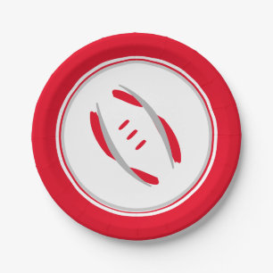 Crimson & Gray Artistic Football 7" Paper Plates