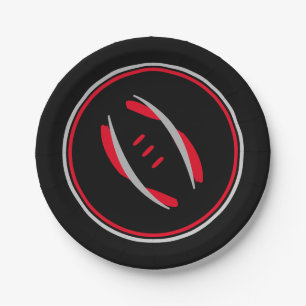 Crimson/Gray/Black Football 7" Paper Plates