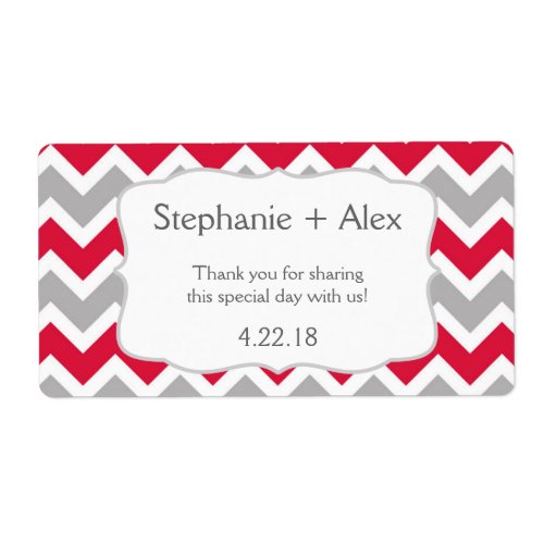 Crimson Gray Chevron Water Bottle _ customize it Label