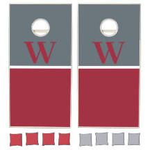 Crimson & Gray College Monogram Cornhole Set