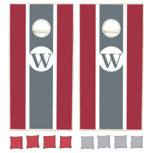 Crimson & Gray College Team Monogram Cornhole Set