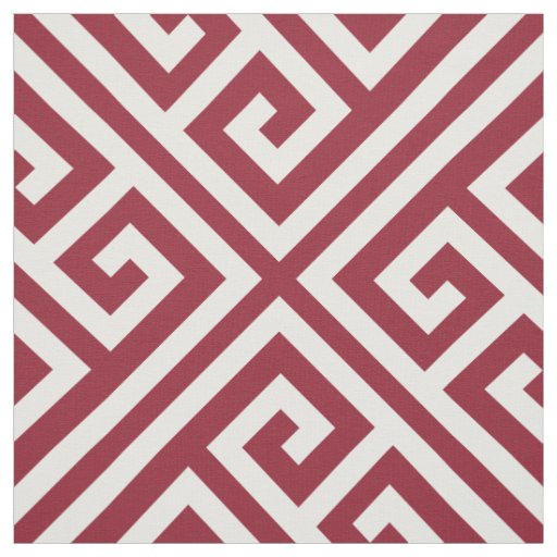 Crimson Greek Key Large Scale Fabric